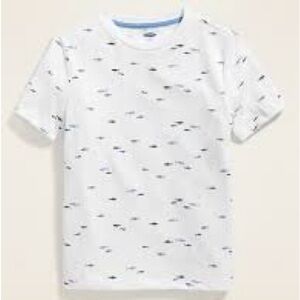 Old Navy White Tee with Blue Shark Pattern